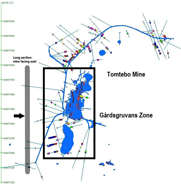Plan View of Gårdsgruvans Zone at the Tomtebo Mine