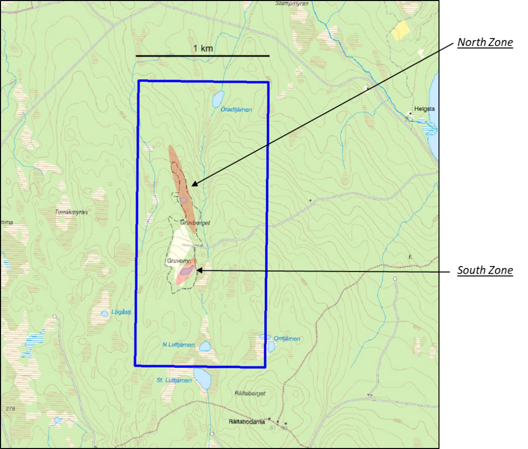 Figure 5: Gruvberget North and South Zones