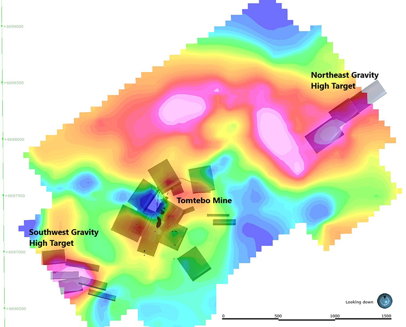 Figure 2: Terrain Corrected Gravity on Tomtebo Mine Trend