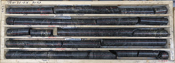 Figure 3: TOM21-016 Sulphide Mineralization from 200.9 to 205.75 m<