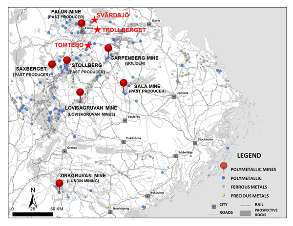 Figure 1: District Metals Mineral Licenses in the Bergslagen Mining District
