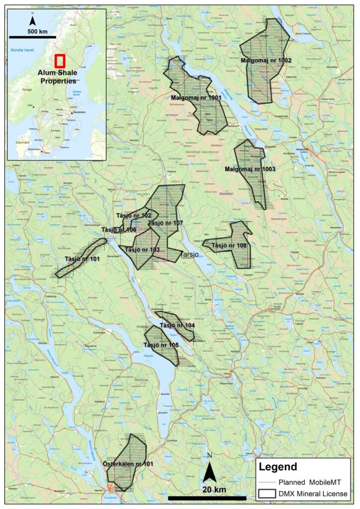 map of alum shale properties in Sweden